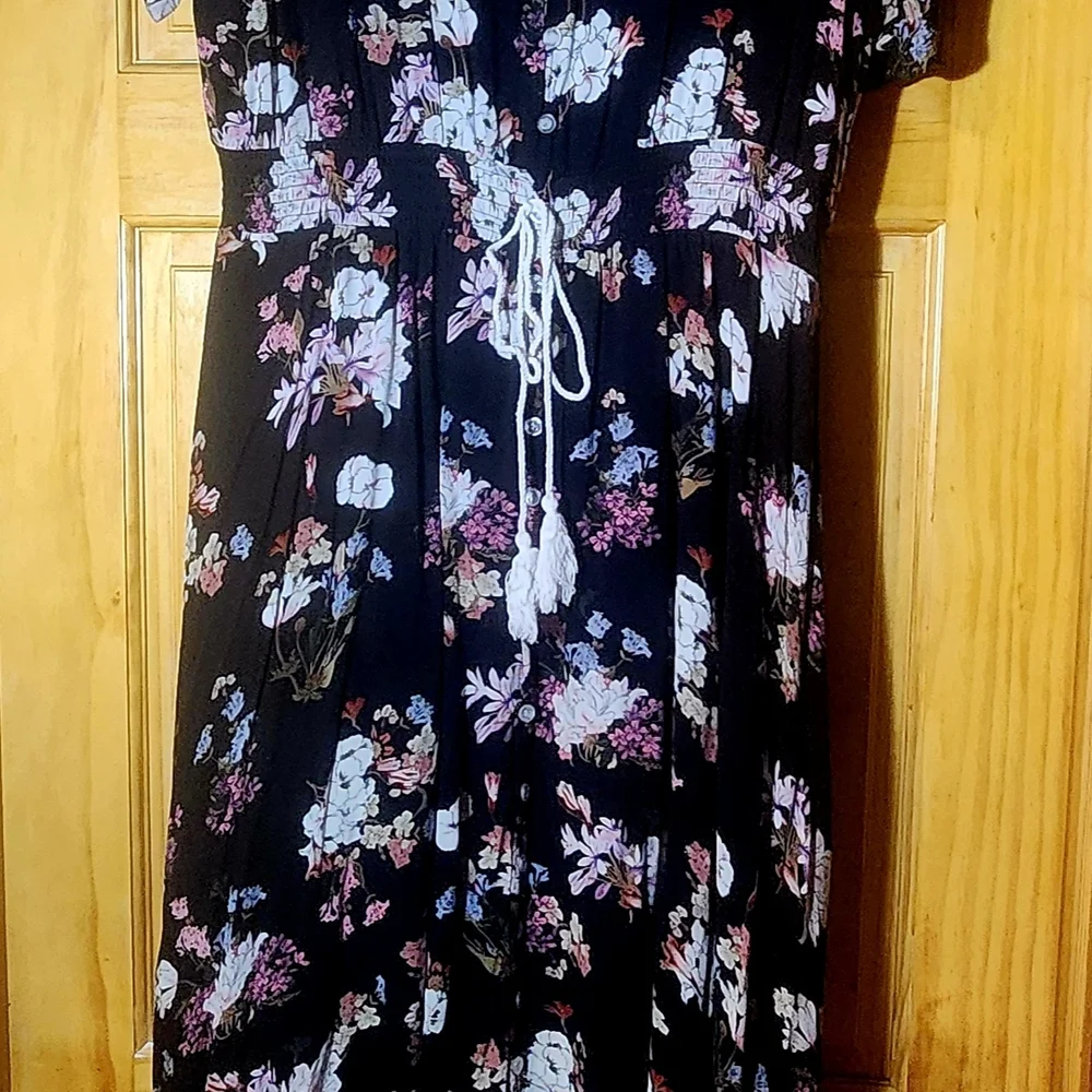 🪷Women's Plus Floral Maxi Dress - Black -No Tag - Picture 7 of 9